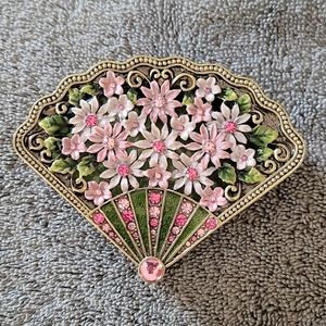 Gorgeous Floral Fan Jewelry Trinket Box!!!